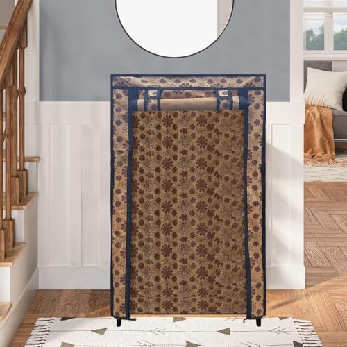 PHILOSHOP Shoe Rack Cover for Home Flower Print Only for 6-Layer Portable Foldable Shoe Stand Non Woven Zipper Fabric Cover (Pack of 2) - Image 2