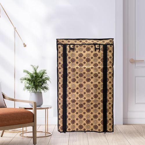 PHILOSHOP Shoe Rack Cover for Home Flower Print Only for 6-Layer Portable Foldable Shoe Stand Non Woven Zipper Fabric Cover (Pack of 2) - Image 3