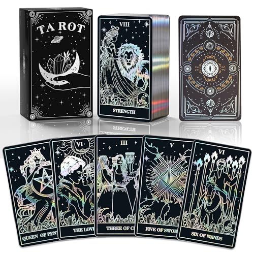 WJPC Silver Foil Edge Tarot Cards with Guide Book SetGift Box for Beginner Expert Original Design Tarot Cards Decks Silver Edge - Image 1
