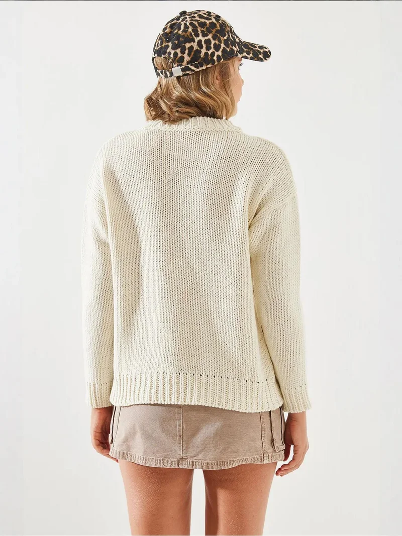 بيانكو لوتشي بلوفر محبوك بنمط هندسي من لوتشي بياقة دائرية