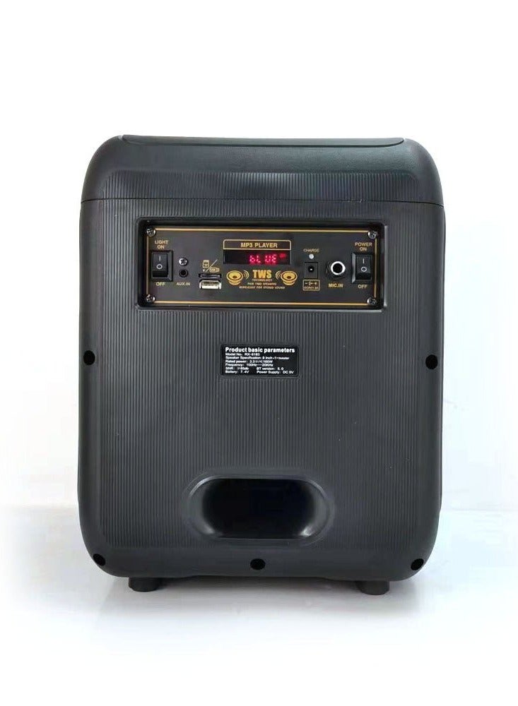 RX-8183C Portable Bluetooth Speaker – 8 Inch Small Subwoofer, Mini Wireless Speaker with Microphone, Waterproof, LED Lights, Adapter Included, Loud Sound for Home/Outdoor Use, Ideal for Kids and Adults - Image 3