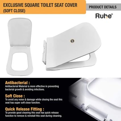 Ruhe® Exclusive Soft Close Square Toilet Seat Cover - White| Quiet, Noise Proof Soft-Closing Seat Cover for Western Commode | Easy Installation - Image 4