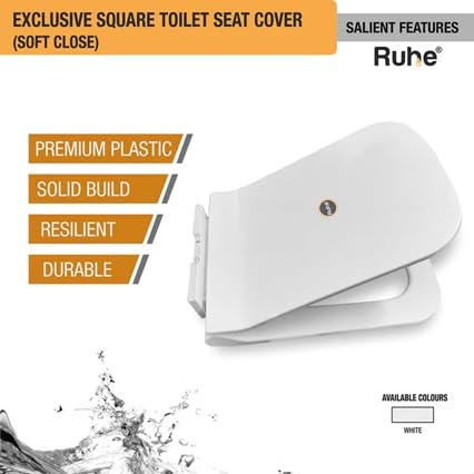 Ruhe® Exclusive Soft Close Square Toilet Seat Cover - White| Quiet, Noise Proof Soft-Closing Seat Cover for Western Commode | Easy Installation - Image 3