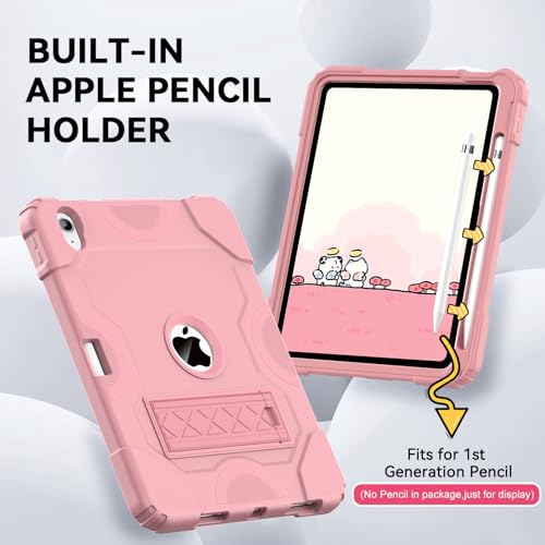 Cantis Case for iPad 11-inch (A16) 2025/ iPad 10th Generation 2022 (10.9 inch), Shockproof iPad Cover 10th Generation with Pencil Holder & Kickstand, Rose Gold - Image 5