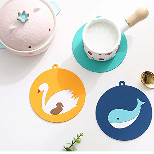 pepplo Silicone Trivet Mat/Coaster, Heat Resistant Coasters, Tableware Insulation Pad Potholders, Cups Pad, Placemat, Non-Slip Mat, Flexible,Color and Pattern May Vary, Round Shape (Set of 4) - Image 3