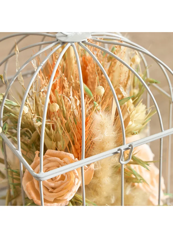 Home Box Miley Dried Flower Arrangement in Metal Cage 13 x 20 x 13 cm