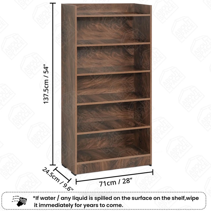 ABOUT SPACE رف كتب ABOUT SPACE للمنزل 6 طبقات رف كتب لغرفة الدراسة رف كتب مفتوح للمكتب المكتبة غرفة النوم غرفة المعيشة خشب مهندَس رف عرض جوزي L 71 x B 245 x H 1375 سم - Image 2