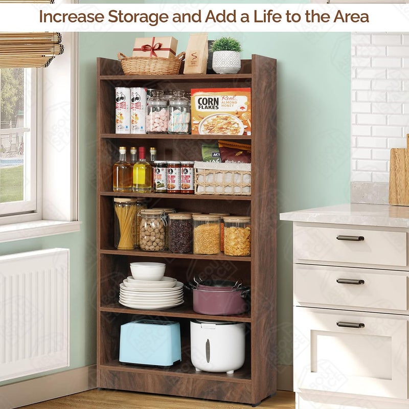 ABOUT SPACE رف كتب ABOUT SPACE للمنزل 6 طبقات رف كتب لغرفة الدراسة رف كتب مفتوح للمكتب المكتبة غرفة النوم غرفة المعيشة خشب مهندَس رف عرض جوزي L 71 x B 245 x H 1375 سم - Image 5