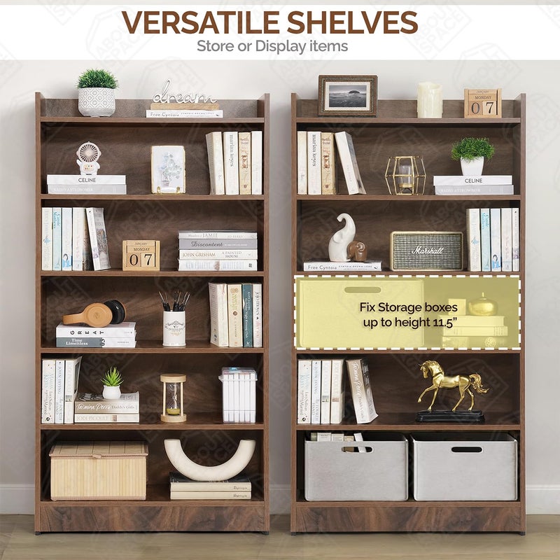 ABOUT SPACE رف كتب ABOUT SPACE للمنزل 6 طبقات رف كتب لغرفة الدراسة رف كتب مفتوح للمكتب المكتبة غرفة النوم غرفة المعيشة خشب مهندَس رف عرض جوزي L 71 x B 245 x H 1375 سم - Image 3