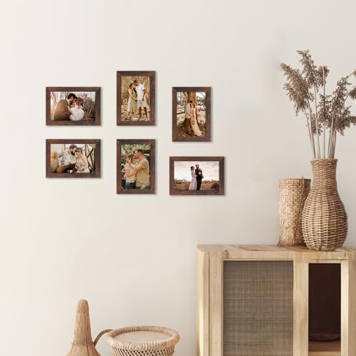 PETAFLOP Wooden Picture Frame 4x6 Bulk Set of 18, Brown Photo Frames Fits 4 by 6 for Wall or Tabletop Display - Image 3
