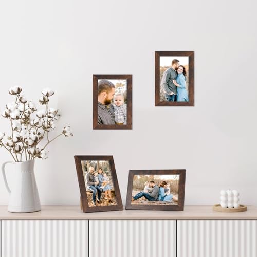 PETAFLOP Wooden Picture Frame 4x6 Bulk Set of 18, Brown Photo Frames Fits 4 by 6 for Wall or Tabletop Display - Image 2