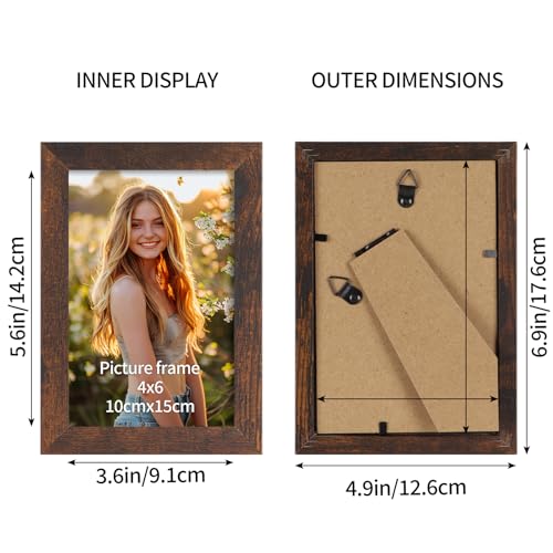 PETAFLOP Wooden Picture Frame 4x6 Bulk Set of 18, Brown Photo Frames Fits 4 by 6 for Wall or Tabletop Display - Image 5