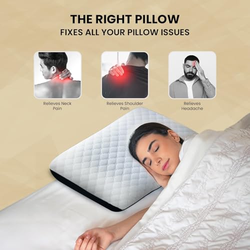 Sleepsia Orthopedic Cooling Gel Memory Foam Pillow | 1 Year Warranty | Cervical Pillows for Spondylitis Neck and Shoulder Pain Relief Support Bed Sleeping (Standard, Black/White) - Image 4