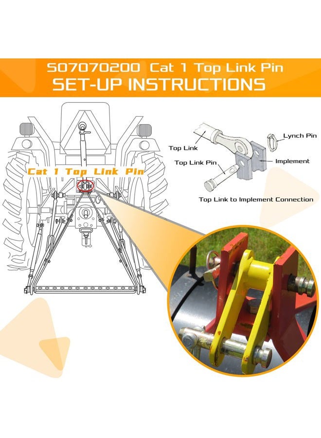 Sunluway 4 Pack S07070200 Cat 1 Top Link Pin 3/4 in Dia Pin 5-1/2 Top Link Pin Hitch Pin Accessories for Tractors - Image 4