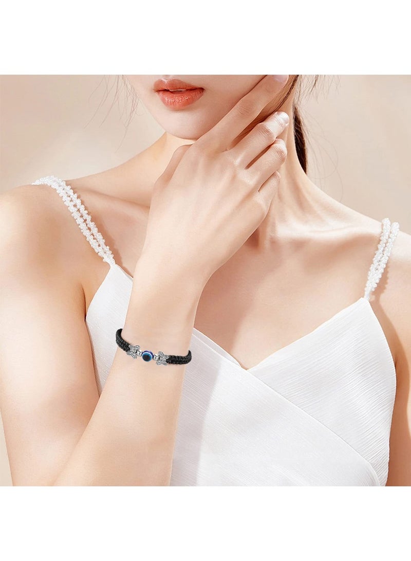 سوار فراشة محبوك باليد مع سحر العين الشريرة لحماية الحظ السعيد ، تصميم عصري للارتداء اليومي - Image 2