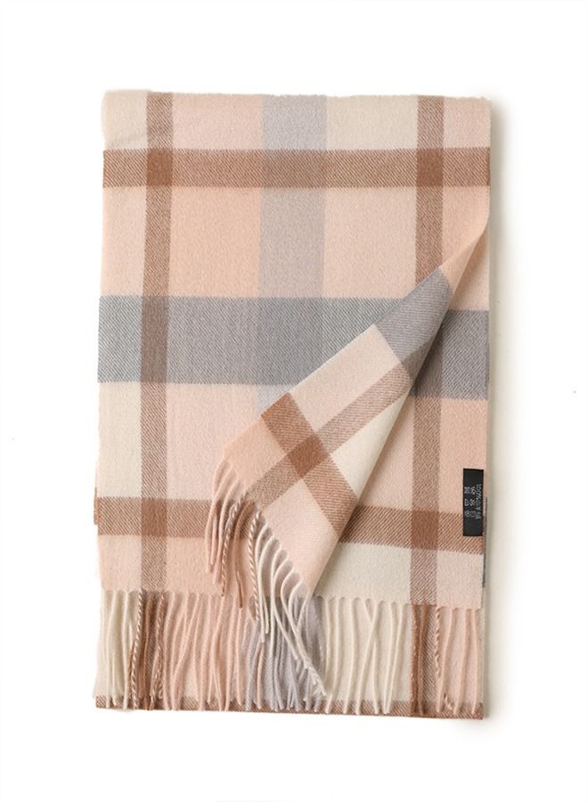 Loquat Warm Long Cashmere Check Scarf Multicolour 