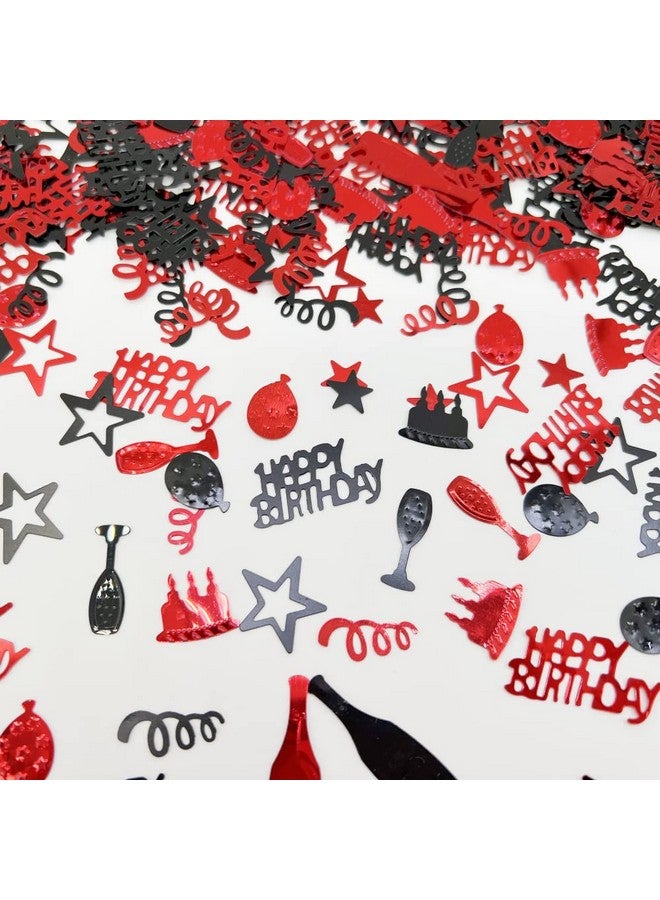 EMAAN Happy Birthday Metallic Foil Confetti Birthday Confetti Sequins, Decorative Table, Light Up Your Birthday Party (Red Black) - Image 3