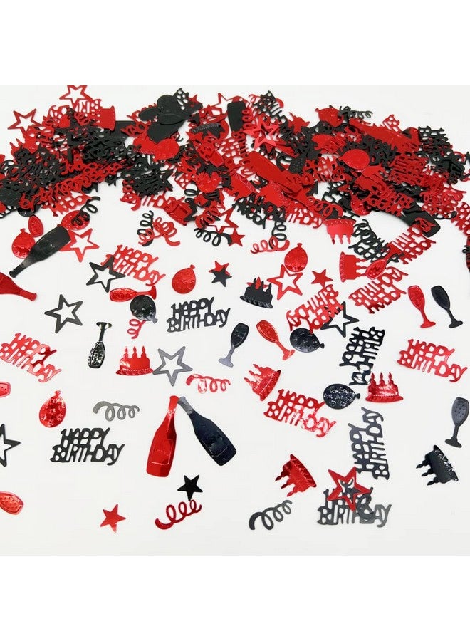 EMAAN Happy Birthday Metallic Foil Confetti Birthday Confetti Sequins, Decorative Table, Light Up Your Birthday Party (Red Black) - Image 1