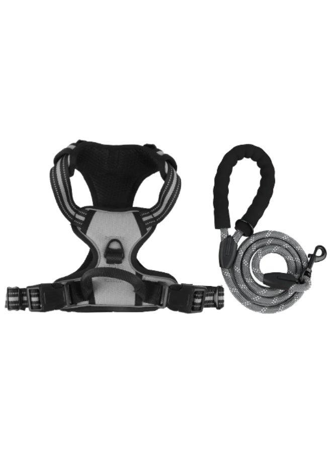 سرج كلاب قابل للتعديل، عاكس للضوء، سهل التحكم، مناسب للكلاب متوسطة وكبيرة الحجم، مع حبل متين بطول 5 أقدام مجاناً. - Image 1