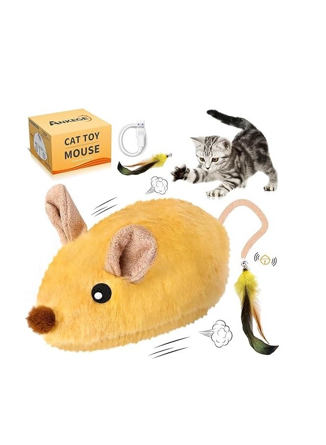 CAT Rechargeable Electric Moving Mouse Cat Toy – Interactive  Cat Toy with Feather Bell Tail – Realistic Smart Mouse for Indoor Cats & Kittens - Image 1