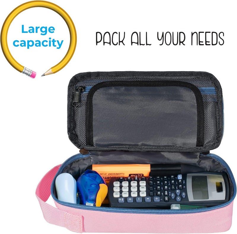 ECHSRT Large Pencil Case, Aesthetic Pen Pouch with Big Capacity, Minimalist Portable Stationery Bag with Handle for Office Organizer Aesthetic Pencil Cases - Image 4
