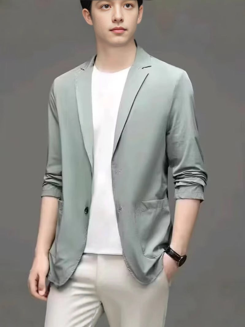 Blazer Men'S 2025 Trendy Single-Piece Youth Casual Elegant Slim Sun Protection Clothing Thin And Handsome - Image 5