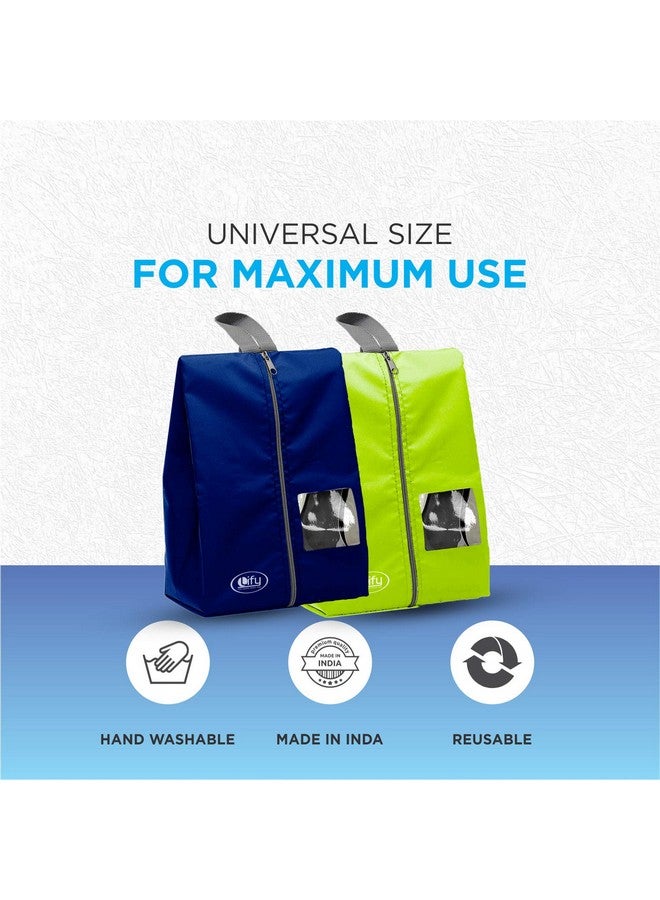 Lify Travel Shoe Bags with View Water-Resistant Shoe BagsÔºåPortable Nylon Travel Shoe Organiser Bags with Zipper for Women MenÔºå6 Pack (Aqua Blue(Turquoise) & Florescent(Neon Green)) - Image 4