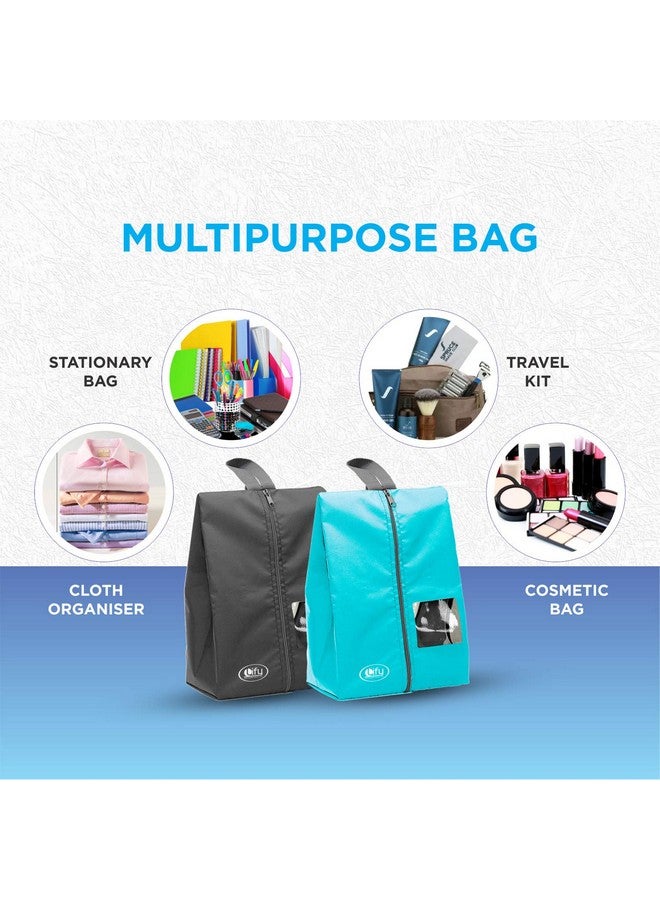 Lify Travel Shoe Bags with View Water-Resistant Shoe BagsÔºåPortable Nylon Travel Shoe Organiser Bags with Zipper for Women MenÔºå6 Pack (Aqua Blue(Turquoise) & Florescent(Neon Green)) - Image 2