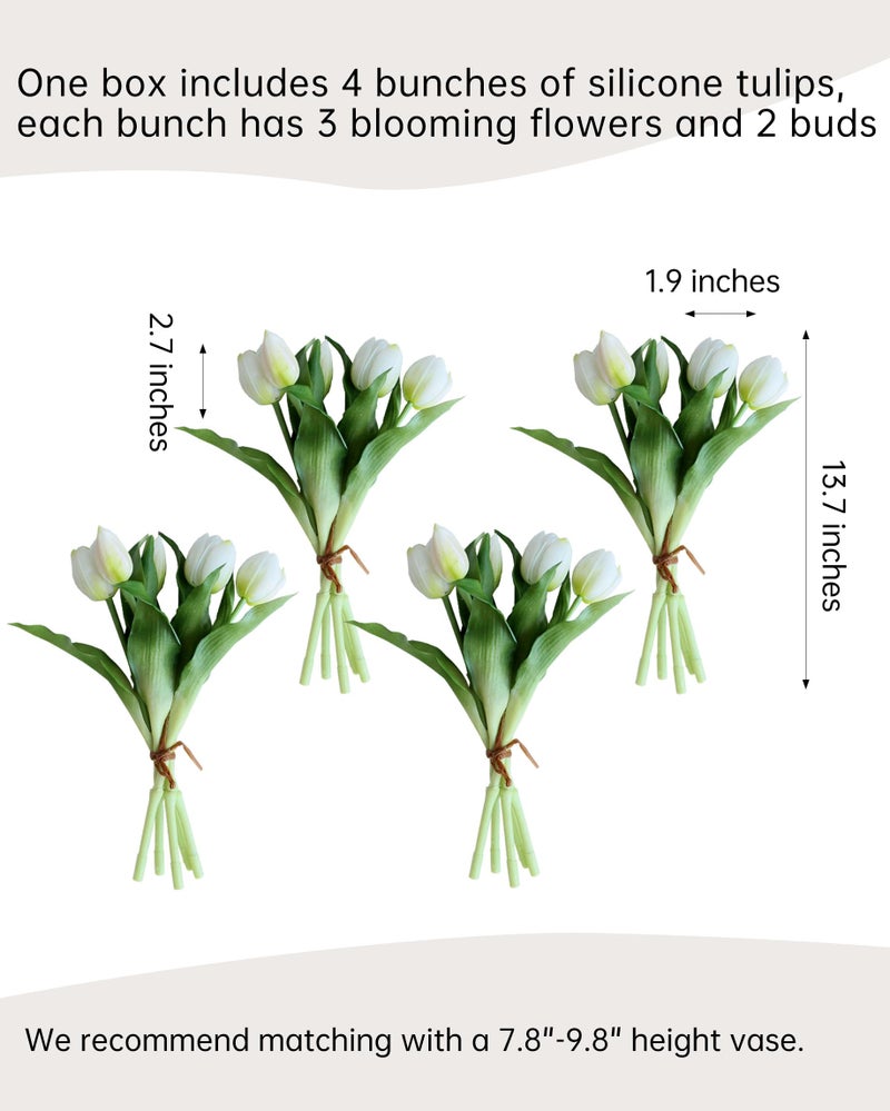 grtefhu 20 Pcs Artificial White Tulips,Real Touch Faux Tulip Flowers Bulk for Wedding Centerpieces,Vase Arrangements,Home Table Decor - Image 5