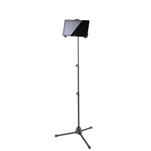 KM K&M Konig & Meyer 19793 Universal Tablet Mount/iPad Holder & Stand Rotate Tablet 360°, Adjustable Height, Stable Tripod Base, Studio/Remote Home Use, Portable, German Made Black - Image 2