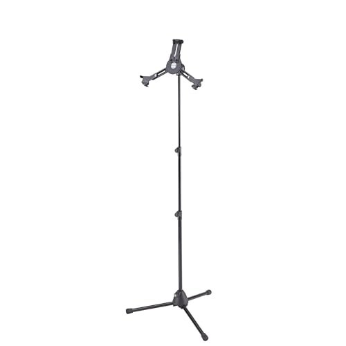 KM K&M Konig & Meyer 19793 Universal Tablet Mount/iPad Holder & Stand Rotate Tablet 360°, Adjustable Height, Stable Tripod Base, Studio/Remote Home Use, Portable, German Made Black - Image 1