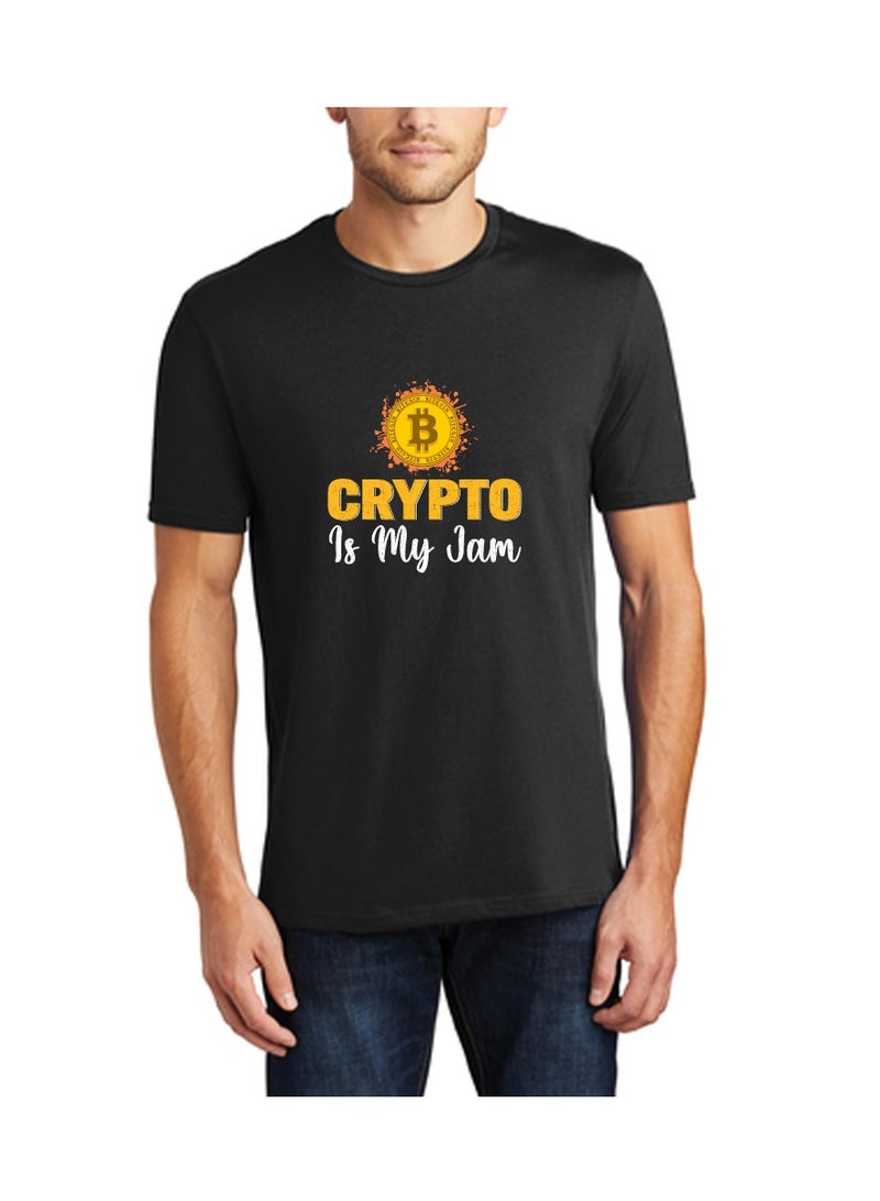 Crypto Trader Black T-Shirt for Mens with Bitcoin and Crypto Design - Gift for Bitcoin Trader - Birthday or Anniversary Gift - Image 1