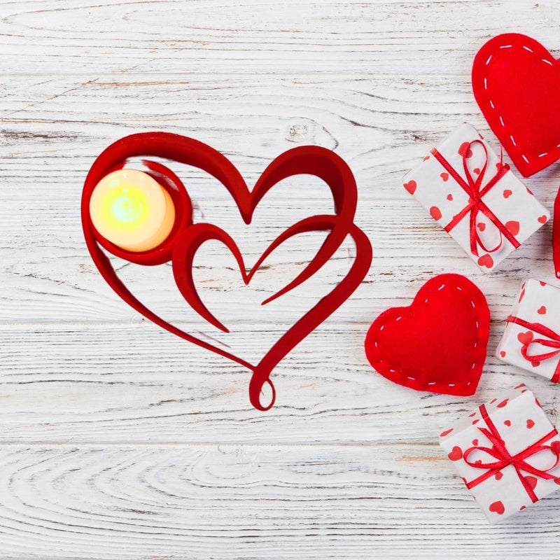 QUANTUM LEGENDS Double Heart Shaped Showpiece with Tealight for Valentines Day Anniversary Valentine Gift for Girlfriend Boyfriend Husband Wife Valentine Day Gifts Valentine Decoration Items - Image 2