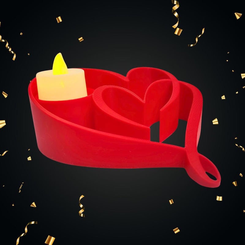 QUANTUM LEGENDS Double Heart Shaped Showpiece with Tealight for Valentines Day Anniversary Valentine Gift for Girlfriend Boyfriend Husband Wife Valentine Day Gifts Valentine Decoration Items - Image 3