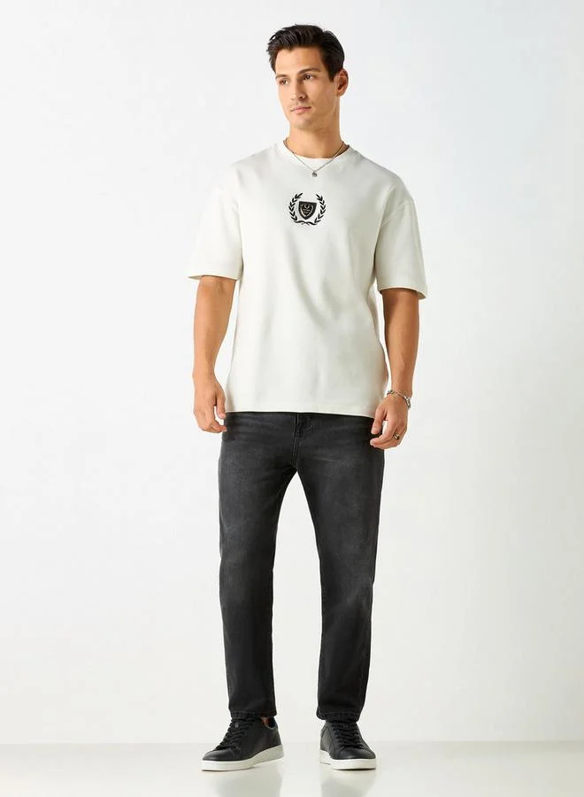 Emperor Emperor Applique Detail T-shirt with Short Sleeves