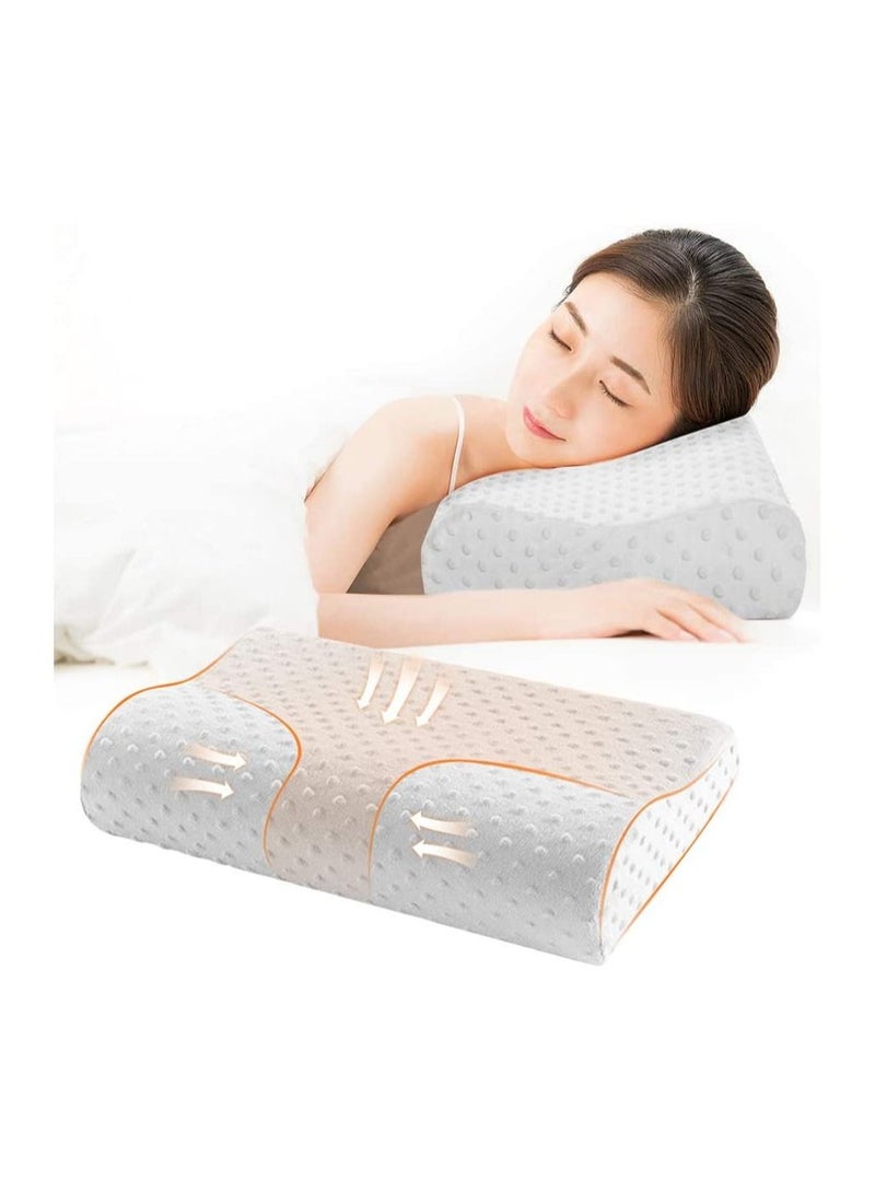 Cervical Pillow Contour Memory Foam Pillow, Orthopedic Pillow for Relieve Neck Pain, Ergonomic Pillow for Side Sleeper Back Sleeper Stomach Sleeper, Insomniac Pillow White,a  - Image 1