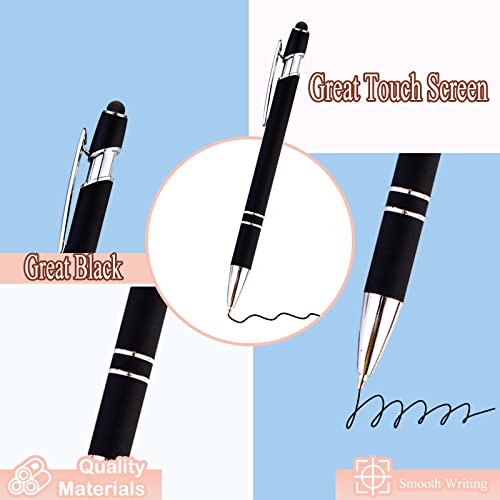 PASISIBICK 12-Piece Black Ballpoint Pen with Stylus Tip, 2 in 1 Stylish Metal Touch Screen Pen - Black Ink, 1.0 mm Medium Point - 5.5 x 0.4 inch / 14 x 1 cm - Image 4