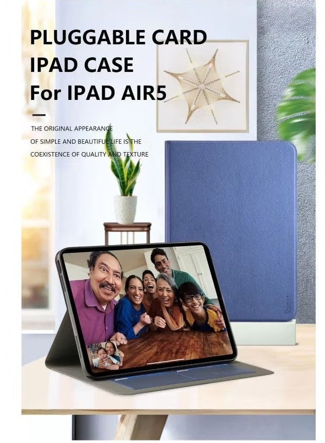 Raxoom Ultra-Thin Cloth Pattern Flip Stand Case for iPad 12.9" (2022/21/20/18) - Navy Blue - Image 5