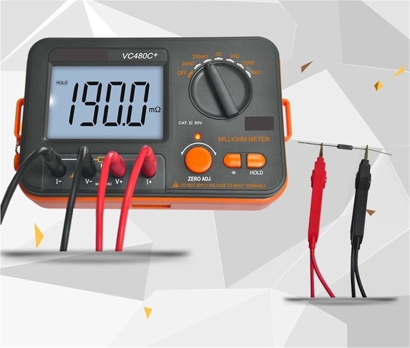 Multimeter Resistance Meters, VC480C+ Digital Milliohmmeter DC Low Tester Microohmmeter 0.01mΩ~2kΩ Detectable Transformer Circuit Board Electrician Tool - Image 2