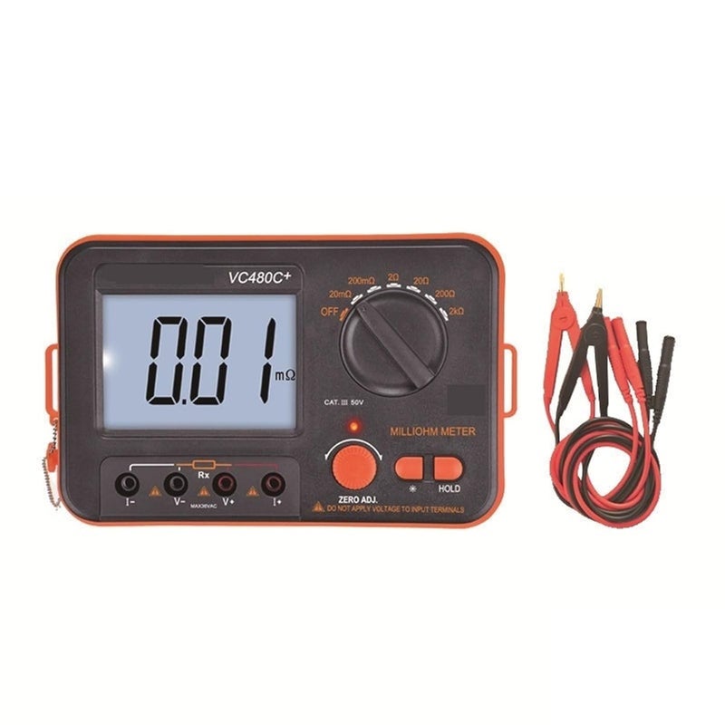 Multimeter Resistance Meters, VC480C+ Digital Milliohmmeter DC Low Tester Microohmmeter 0.01mΩ~2kΩ Detectable Transformer Circuit Board Electrician Tool - Image 1