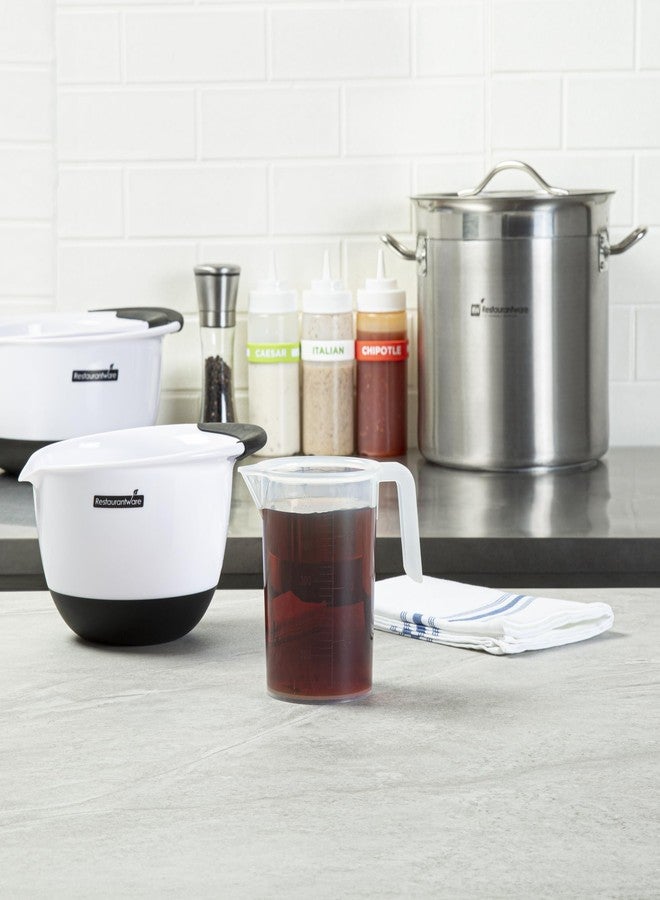 ريستورنت وير كوب قياس للمطاعم، عبوة من كوب واحد سعة 16 أونصة، ذو فوهة مخروطية، مزود بتدريجات مل وأونصة بارزة، مصنوع من البلاستيك الشفاف، مزود بمقبض، مناسب للطبخ والخبز وقياس الزيت والدقيق. - Image 4