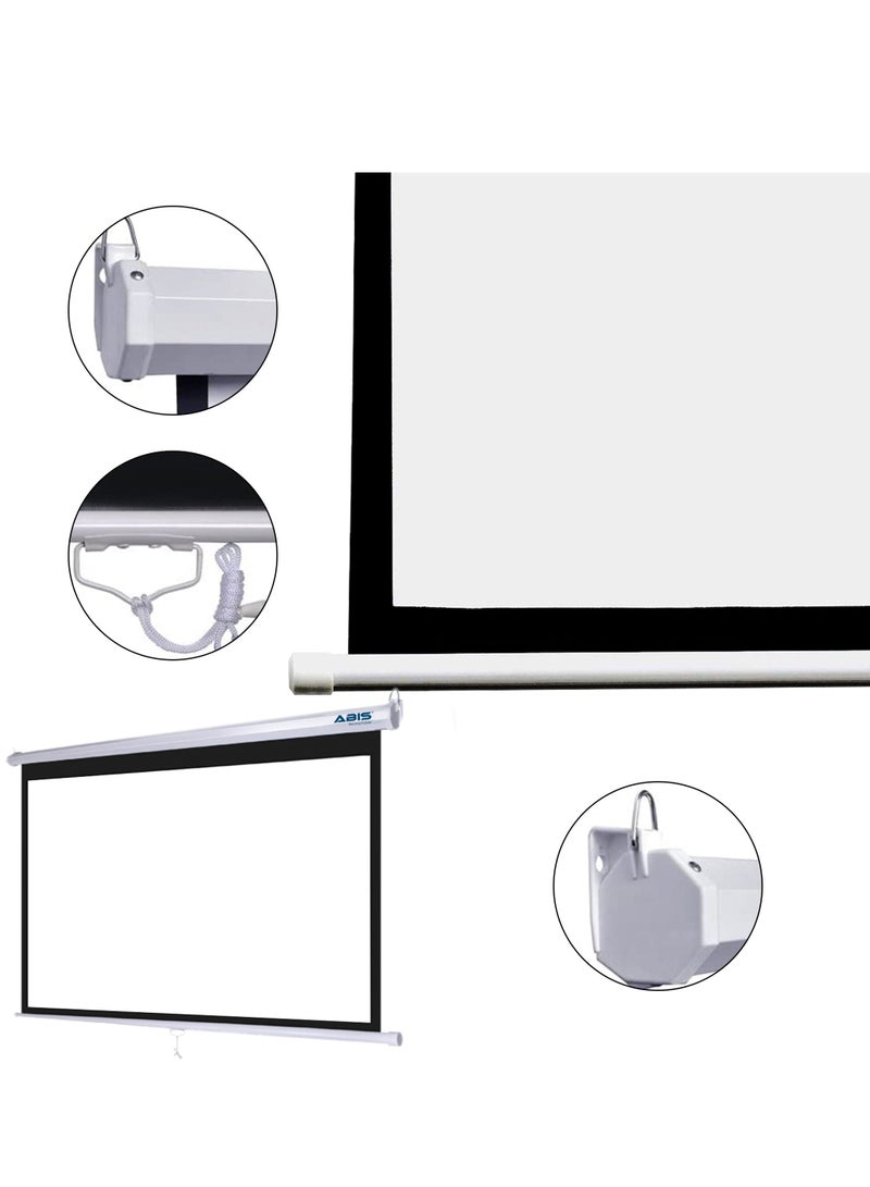 iView 200 × 153 cm (100″) Manual Wall/Ceiling Projection Screen – 4:3 Aspect Ratio, MaxWhite Matte Surface, Spring Auto‑Lock Pull‑Down, Dual Mount, Black Masking Borders