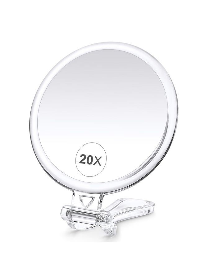 B Beauty Planet 20X Magnifying Home Mirror, Round 5'' Handle for Travel, Double-Sided 1X/20X, Foldable Makeup Mirror, Tabletop Mount - Image 1