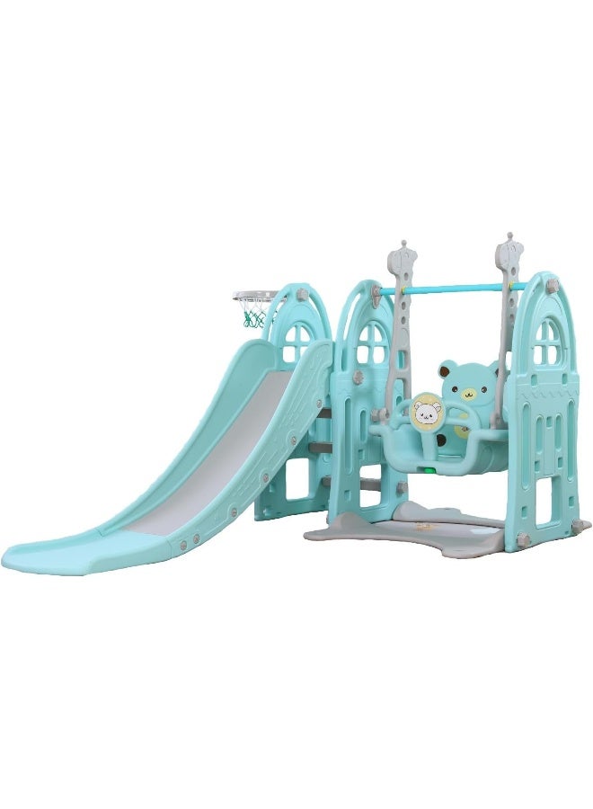 Rainbow Toys RBW TOYS Slide for Kids Toys Set 3 in 1 Outdoor Play Structure Jumbo Slide and Swing with Basket Ball Game - Image 2