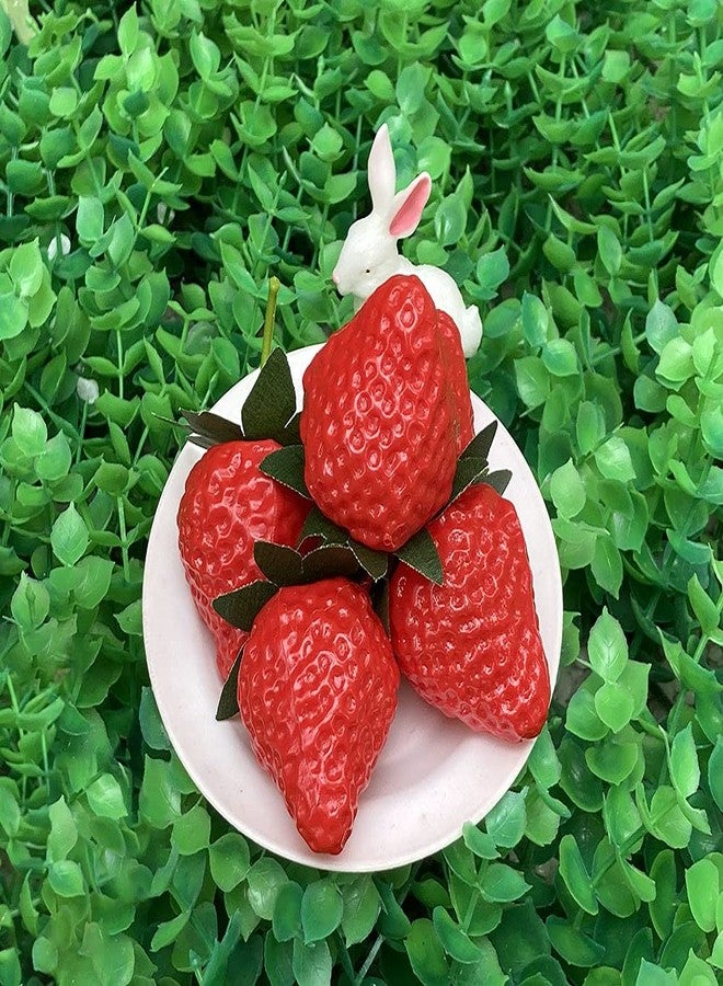 Aliotech 18PCS Plastic Artificial Red Strawberries Fake Lifelike Simulation Realistic Strawberry Artificial Fruits Decoration Photography Prop for Home Kitchen Decoration - Image 4