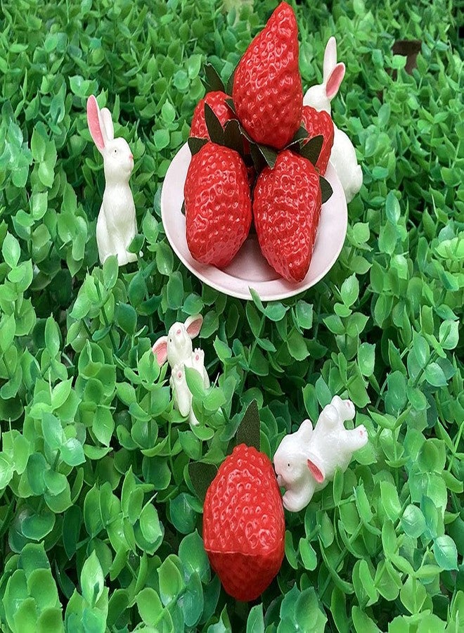 Aliotech 18PCS Plastic Artificial Red Strawberries Fake Lifelike Simulation Realistic Strawberry Artificial Fruits Decoration Photography Prop for Home Kitchen Decoration - Image 5