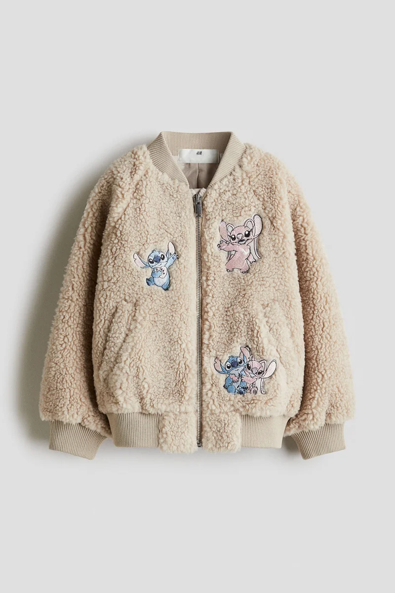 H&M Appliquéd teddy bomber jacket