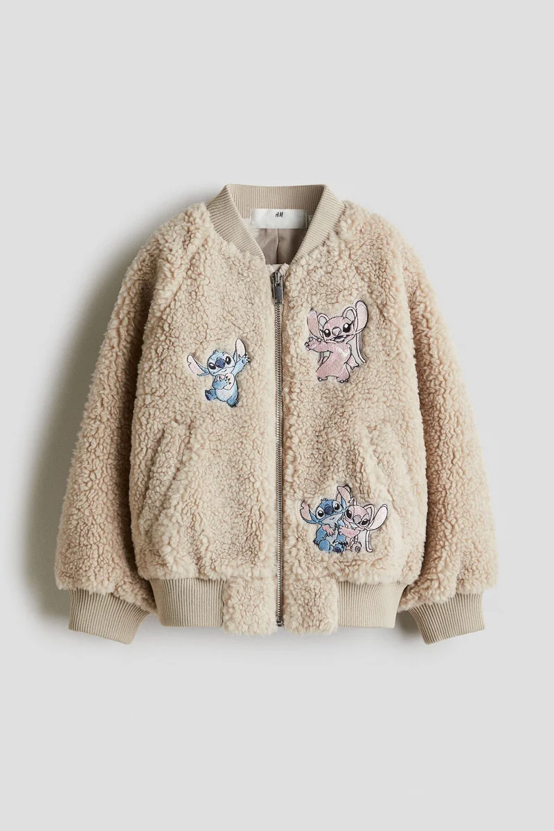 H&M Appliquéd teddy bomber jacket