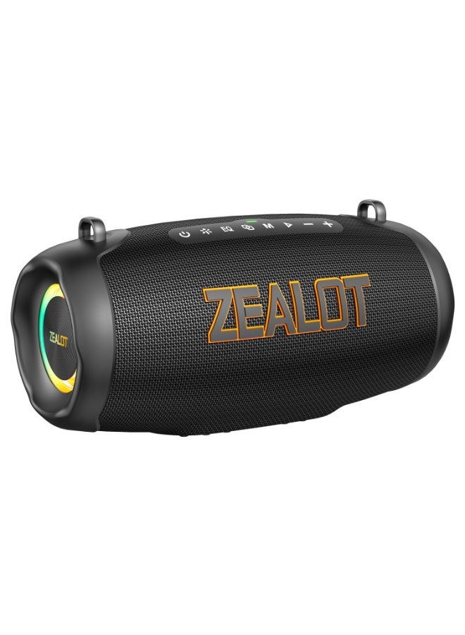 زيلوت سماعة بلوتوث محمولة ZEALOT P16 بقوة 120 واط، لاسلكية، مقاومة للماء بمعيار IPX7، صوت ستيريو غني بالباس العميق مع مضخم صوت خارجي، وبطارية سعة 8000 مللي أمبير - Image 1