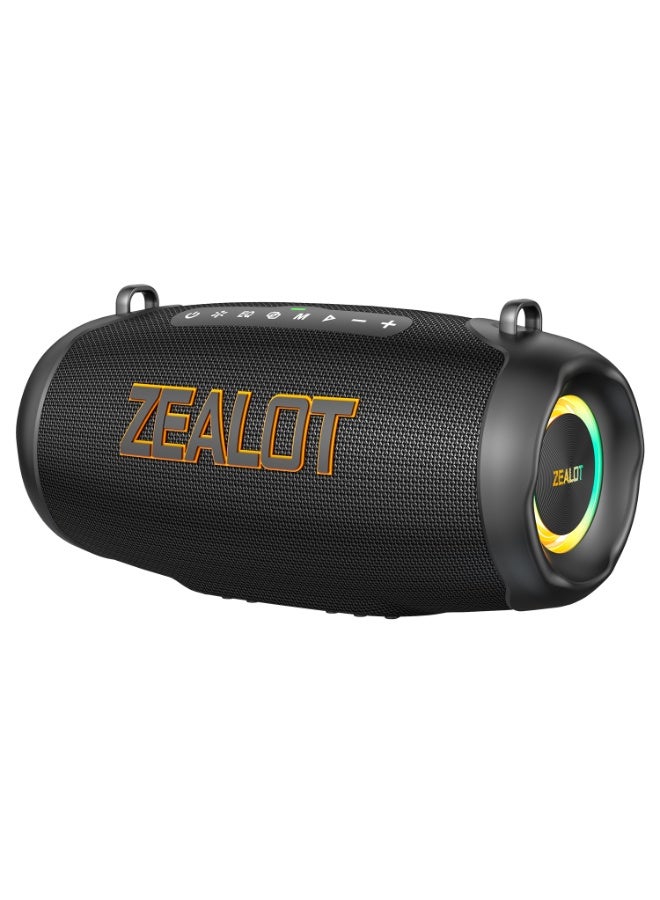 زيلوت سماعة بلوتوث محمولة ZEALOT P16 بقوة 120 واط، لاسلكية، مقاومة للماء بمعيار IPX7، صوت ستيريو غني بالباس العميق مع مضخم صوت خارجي، وبطارية سعة 8000 مللي أمبير - Image 2